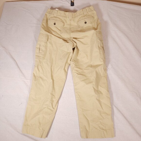 LL Bean Cargo Pants Mens 35x32 (~32x28.5) 100% Cotton Light Yellow RUNS SMALL - Picture 2 of 15